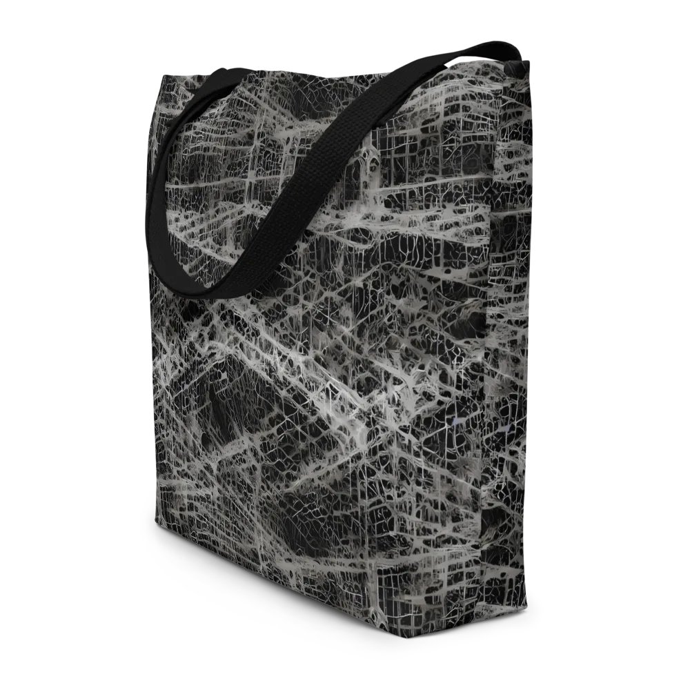 Monochrome Mesh on Large Tote Bag W/ Pocket — Front