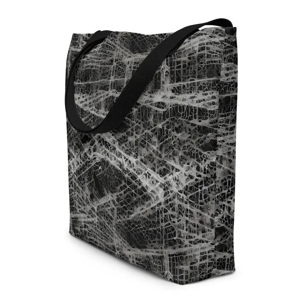 Monochrome Mesh on Large Tote Bag W/ Pocket — Front