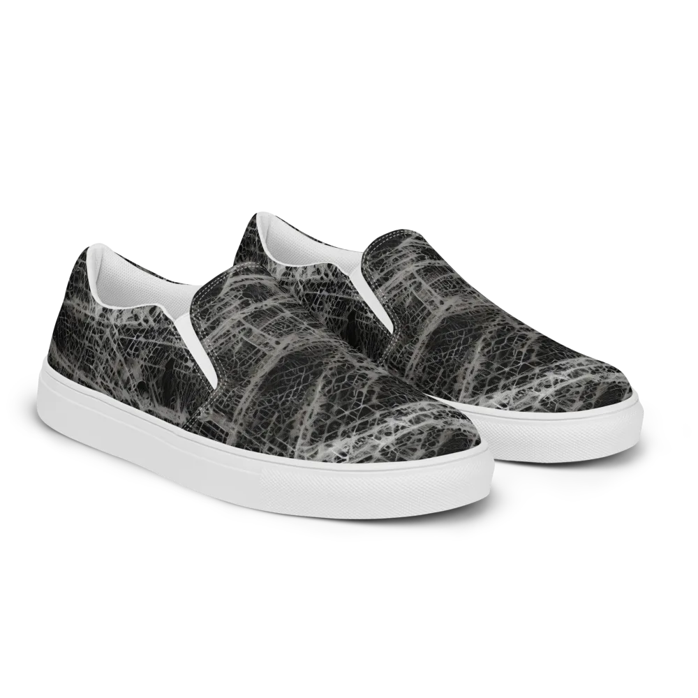 Monochrome Mesh on Women's Slip-On Canvas Shoes — Right Front