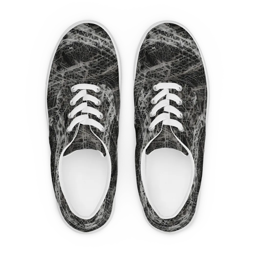 Monochrome Mesh on Men's Lace-Up Canvas Shoes — Front