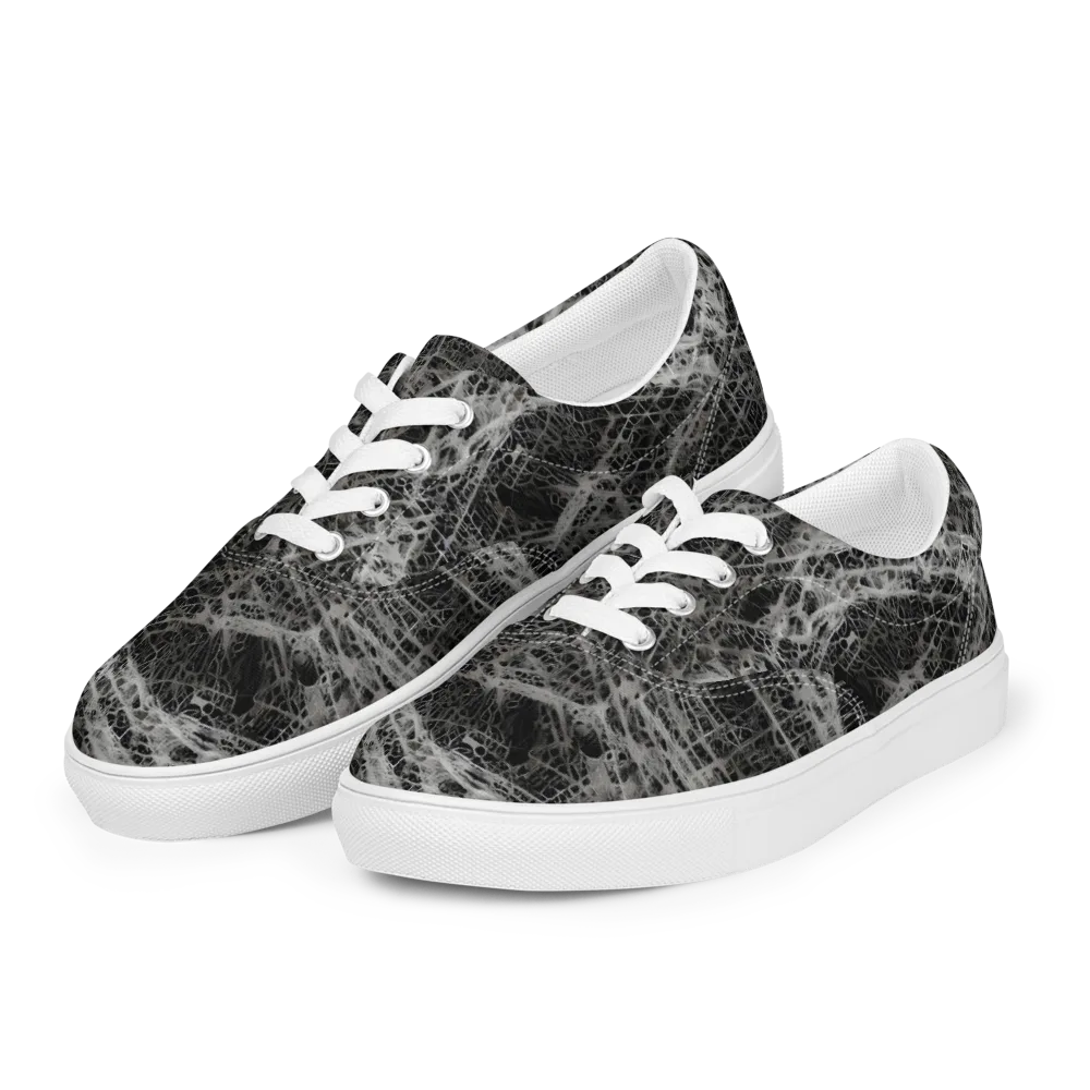 Monochrome Mesh on Men's Lace-Up Canvas Shoes — Left Front