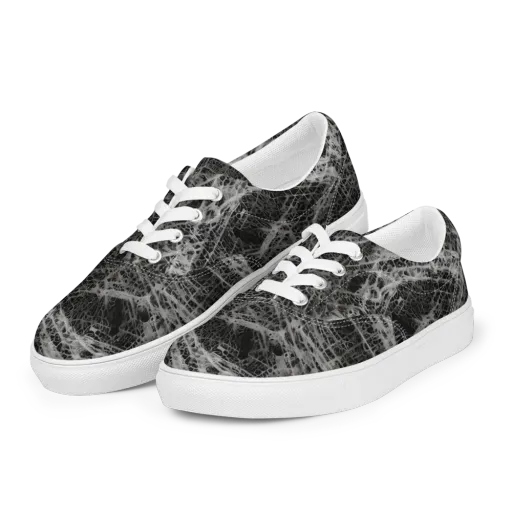 Monochrome Mesh on a Men's Lace-Up Canvas Shoes