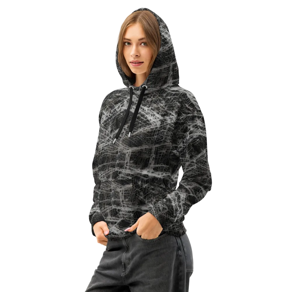Monochrome Mesh on Cotton Hoodie — Left Front
