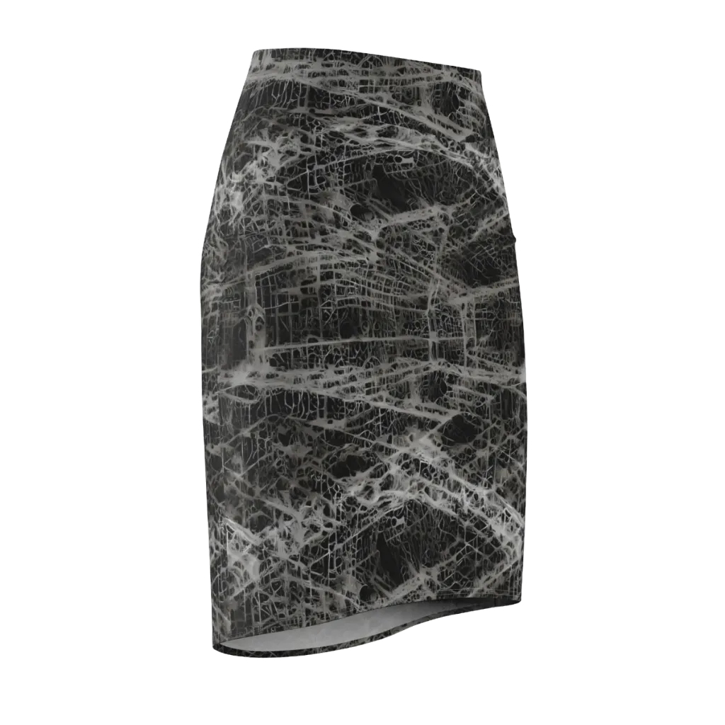 Monochrome Mesh on Pencil Skirt — Front Side