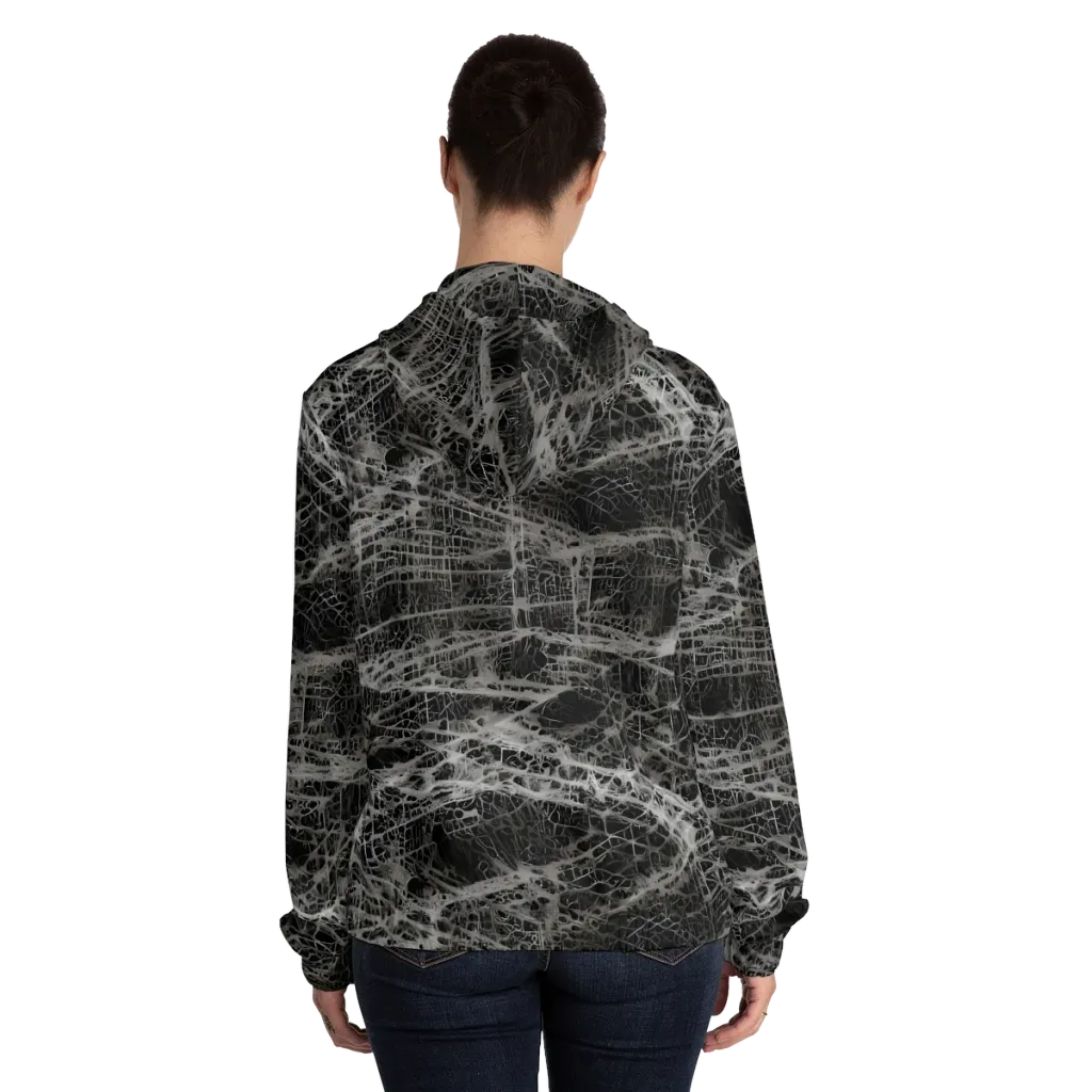 Monochrome Mesh on Women's Full-Zip Hoodie — Back On Person