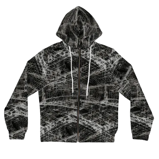 Monochrome Mesh on a Women's Full-Zip Hoodie