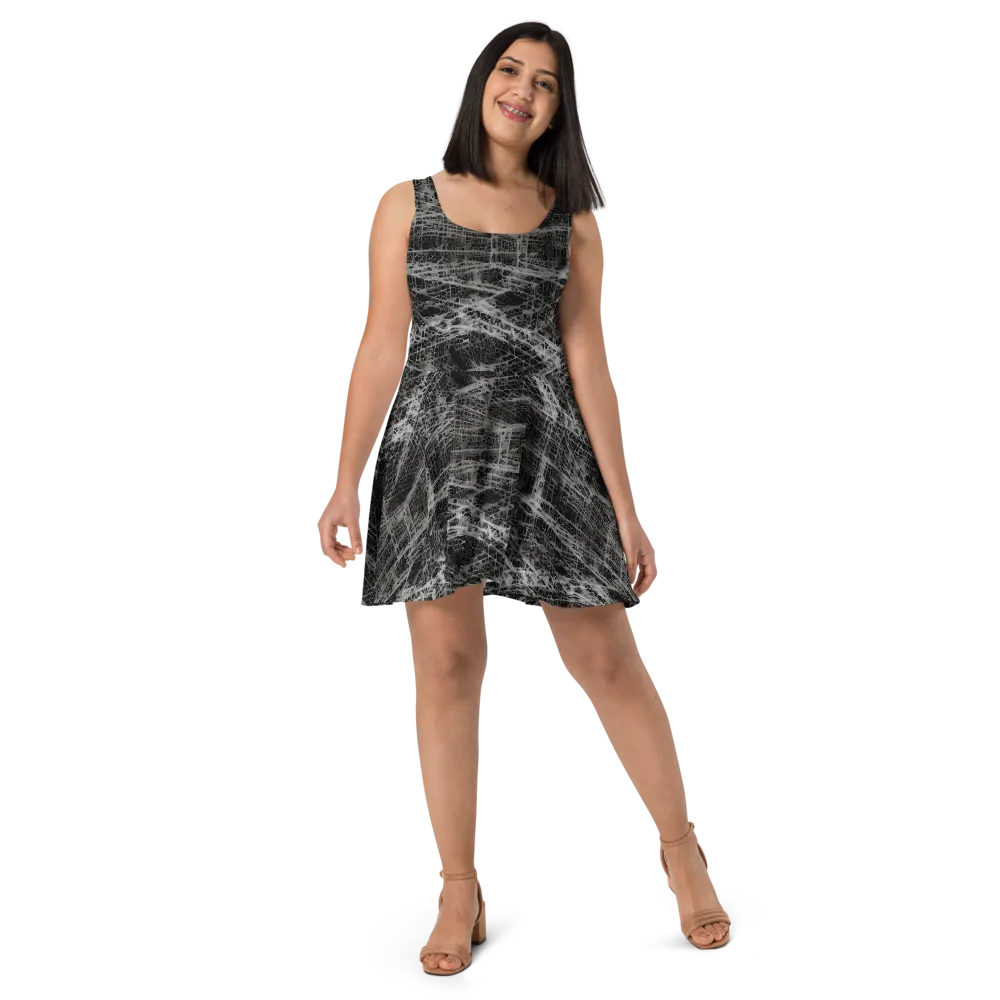 Monochrome Mesh on Skater Dress — Front