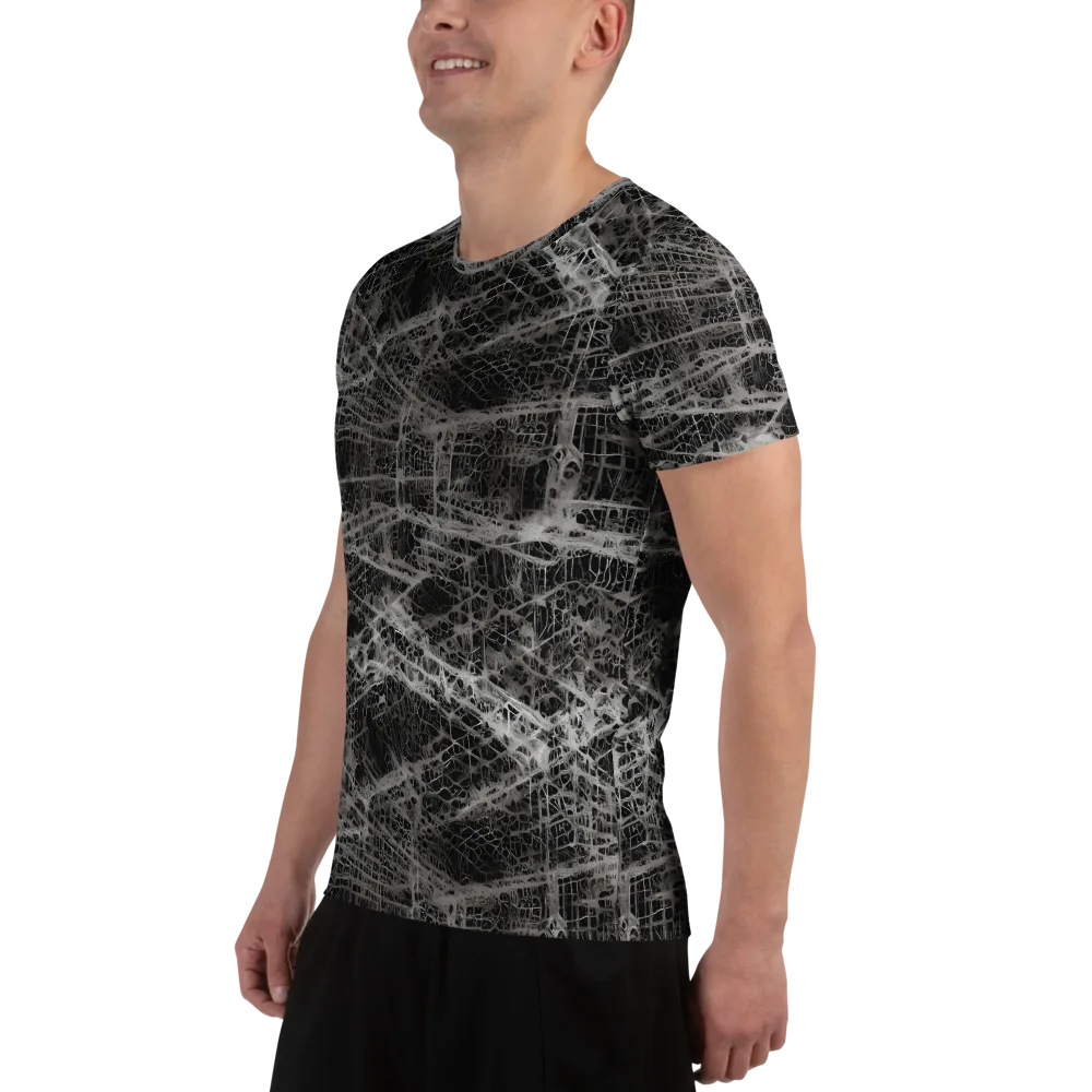 Monochrome Mesh on Men's Athletic T-Shirt — Left