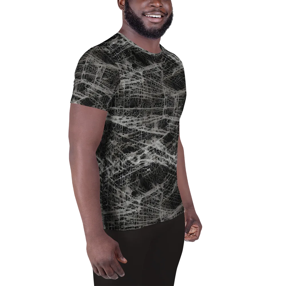 Monochrome Mesh on Men's Athletic T-Shirt — Right