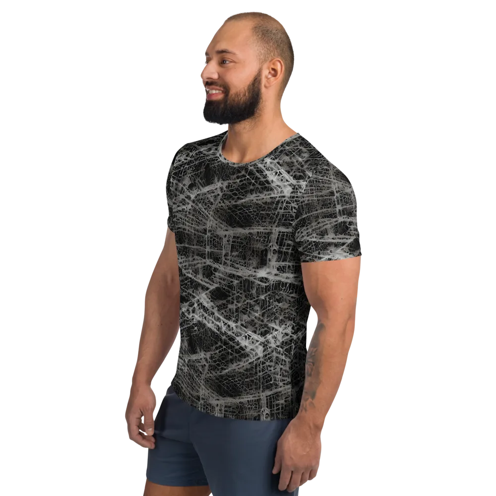 Monochrome Mesh on Men's Athletic T-Shirt — Left