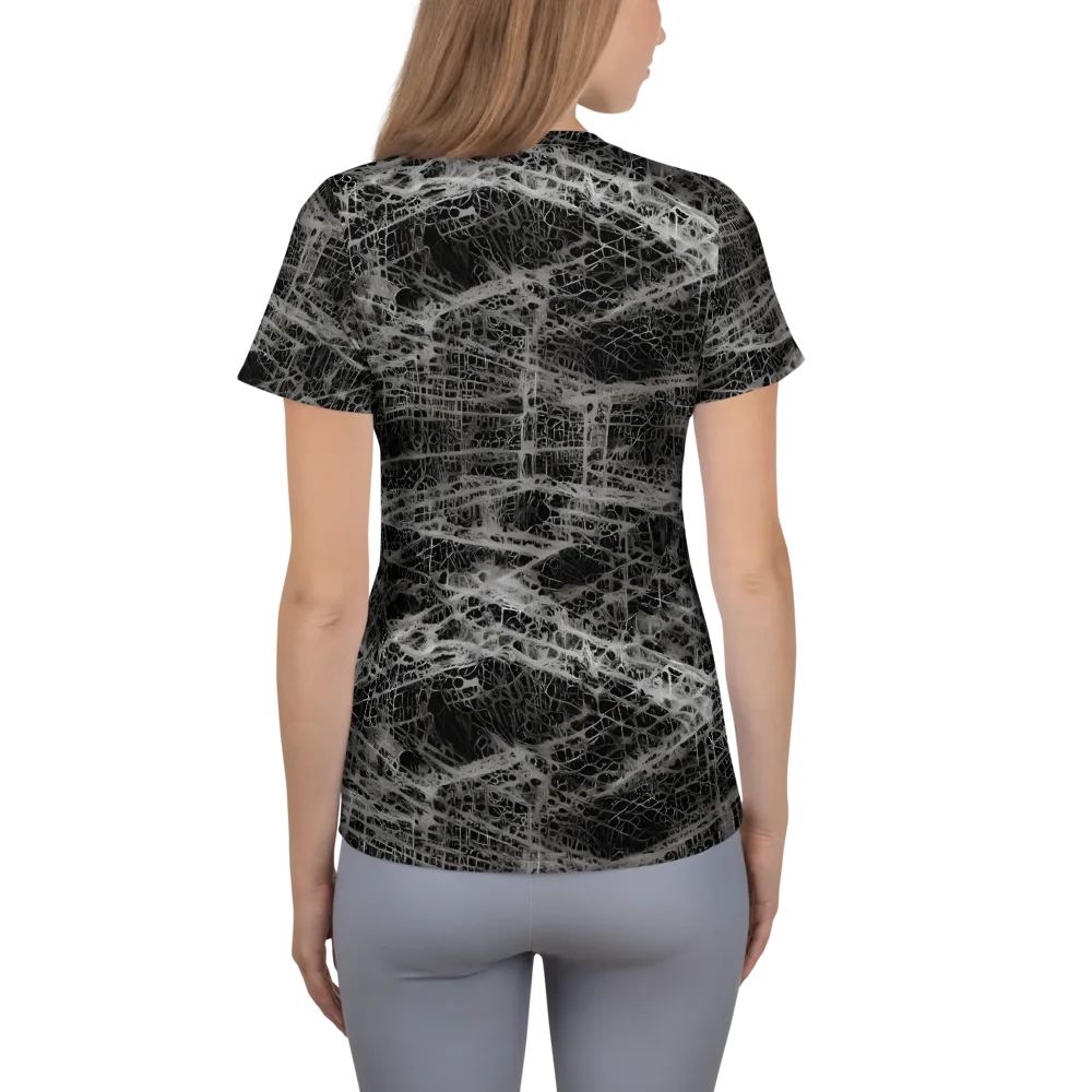 Monochrome Mesh on Women's Athletic T-Shirt — Back