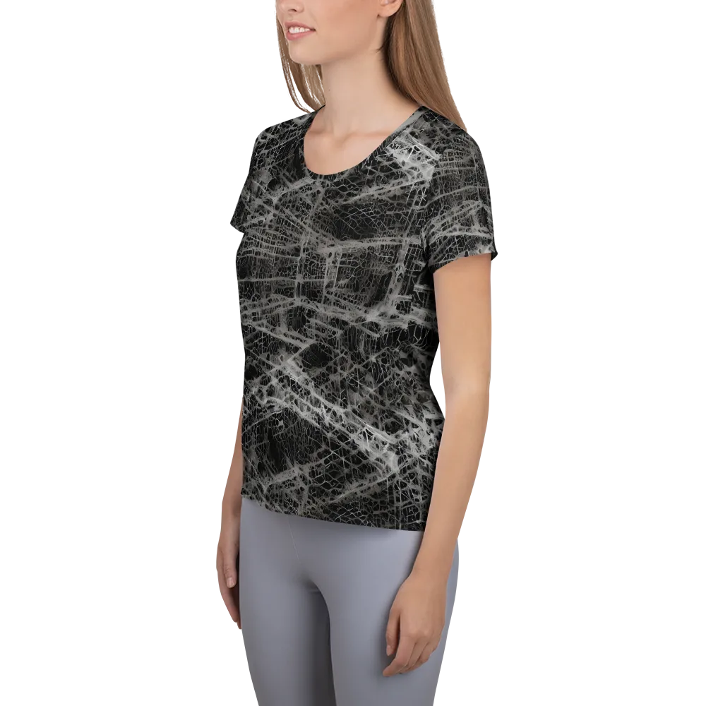 Monochrome Mesh on Women's Athletic T-Shirt — Left