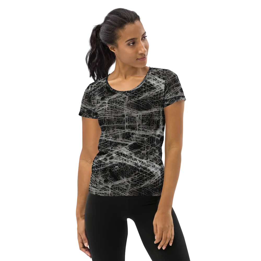 Monochrome Mesh on Women's Athletic T-Shirt — Front