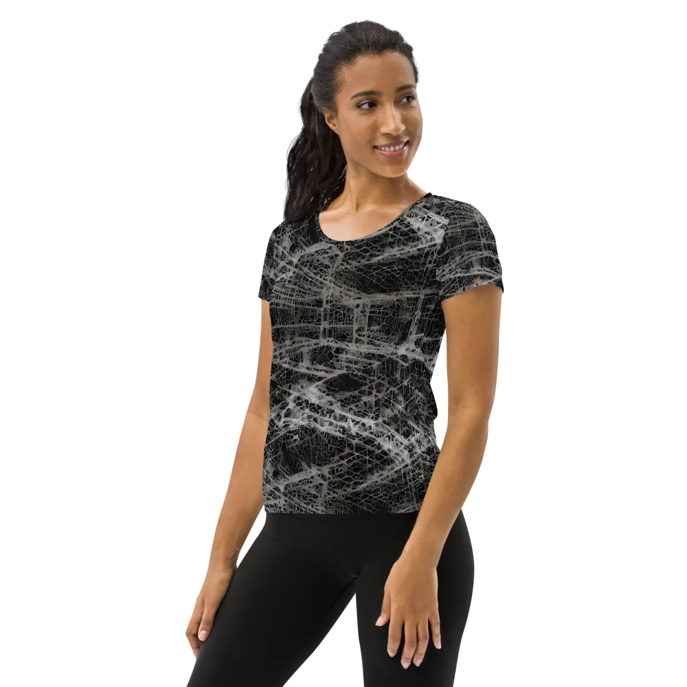 Monochrome Mesh on Women's Athletic T-Shirt — Left