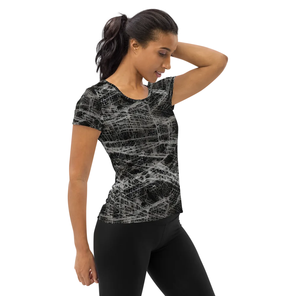 Monochrome Mesh on Women's Athletic T-Shirt — Right