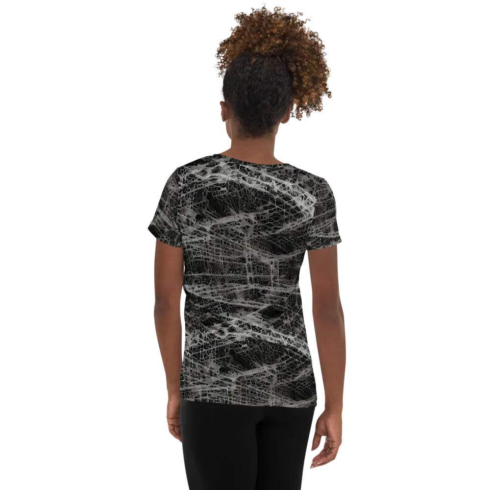 Monochrome Mesh on Women's Athletic T-Shirt — Back