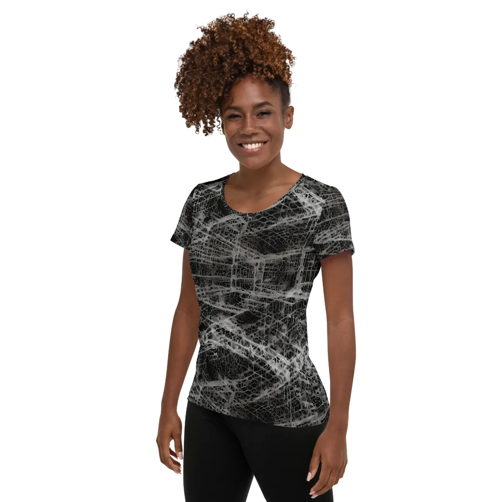 Monochrome Mesh on Women's Athletic T-Shirt — Left