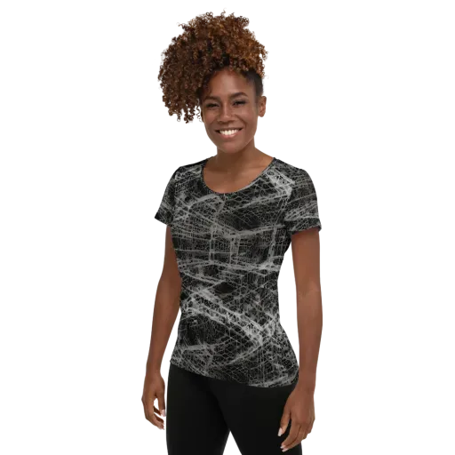 Monochrome Mesh on a Women's Athletic T-Shirt
