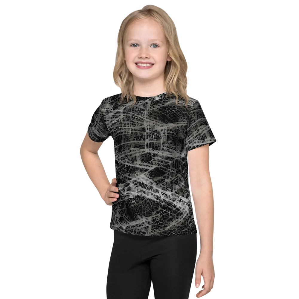 Monochrome Mesh on Kids Crew Neck T-Shirt — Front