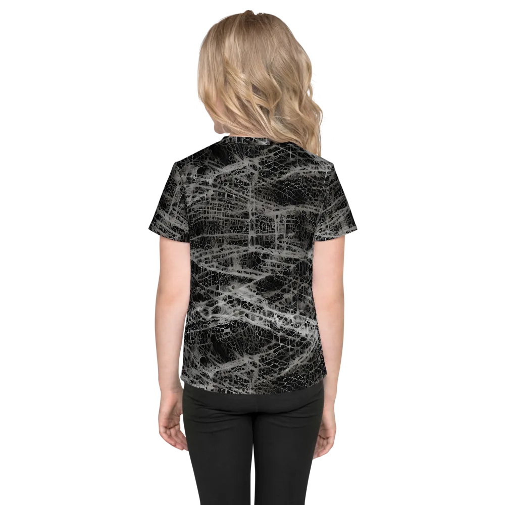 Monochrome Mesh on Kids Crew Neck T-Shirt — Back