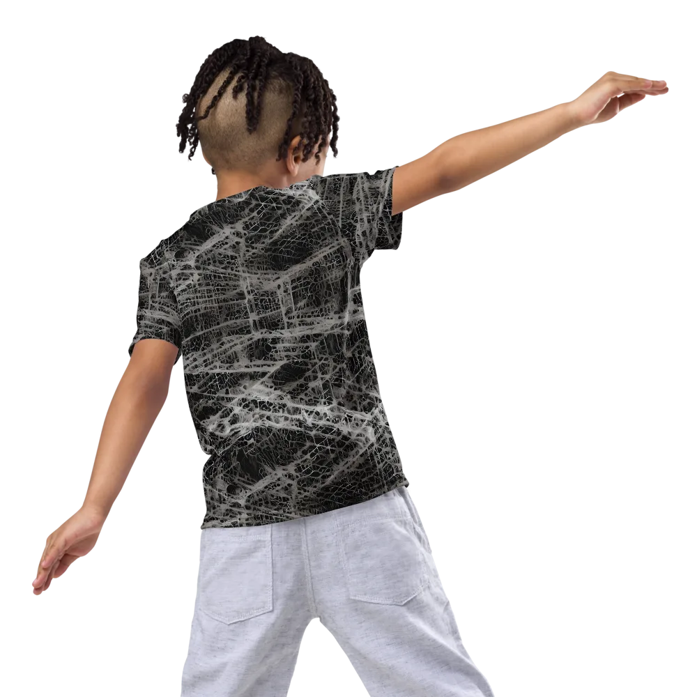 Monochrome Mesh on Kids Crew Neck T-Shirt — Back