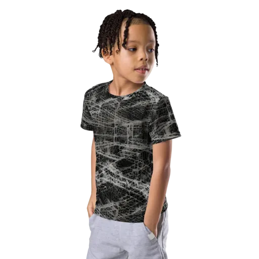 Monochrome Mesh on a Kids Crew Neck T-Shirt