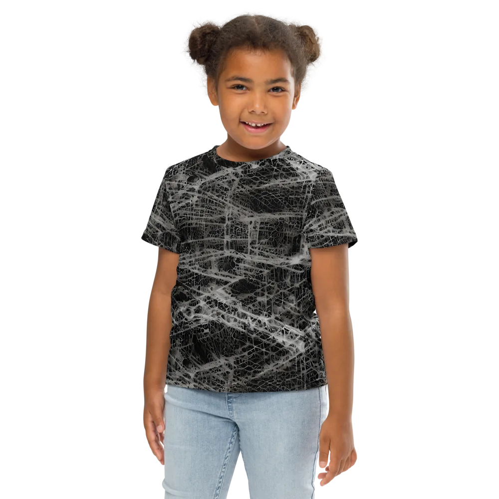 Monochrome Mesh on Kids Crew Neck T-Shirt — Front