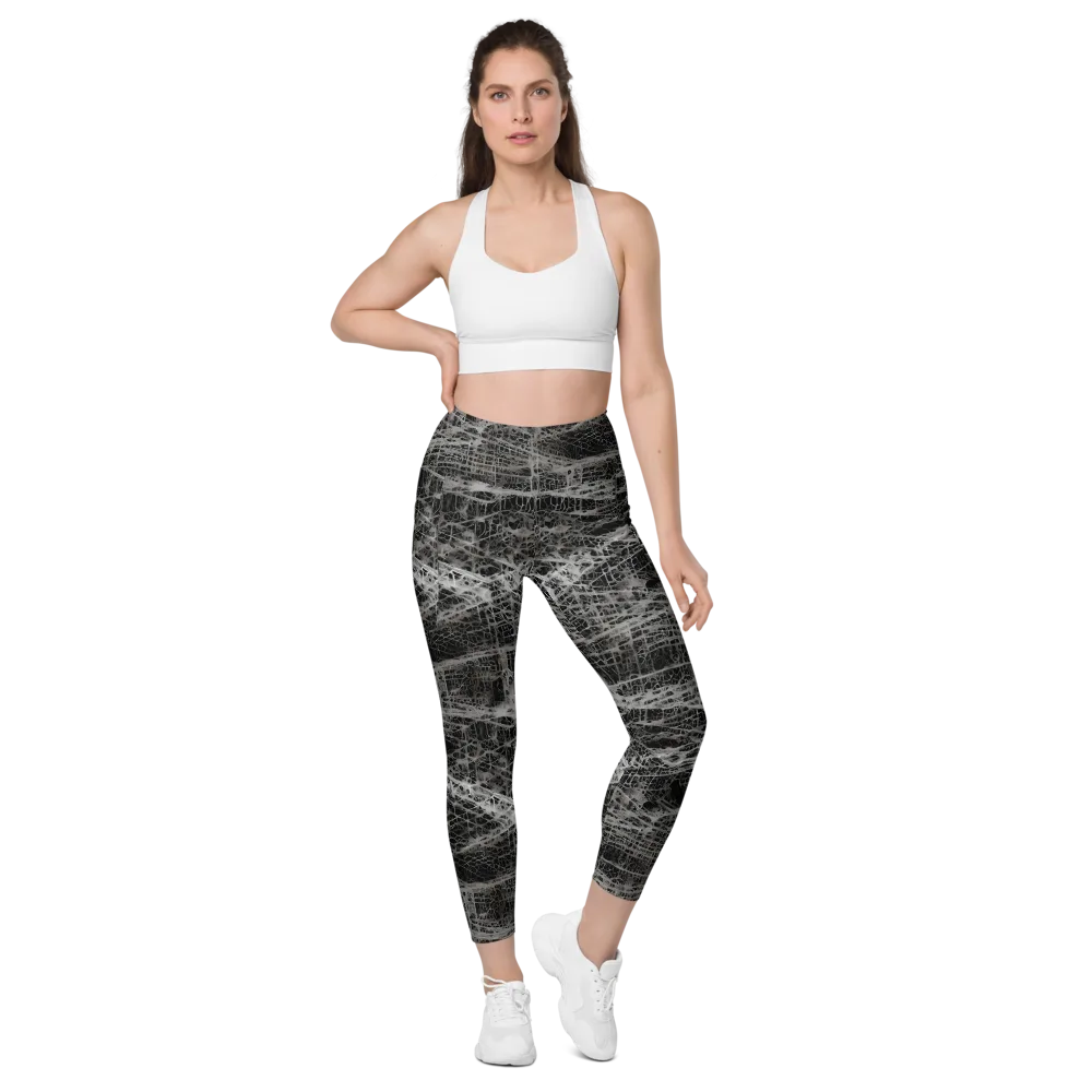 Monochrome Mesh on Leggings with Pockets — Front
