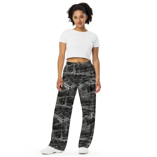 Monochrome Mesh on a Wide-Leg Pants
