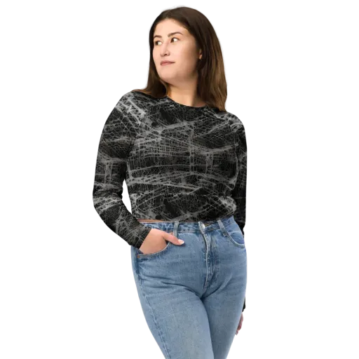 Monochrome Mesh on a Long Sleeve Crop Top