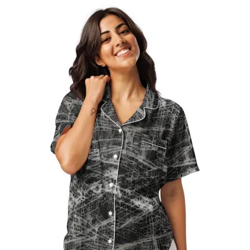 Monochrome Mesh on a Women's Short Sleeve Pajama Top