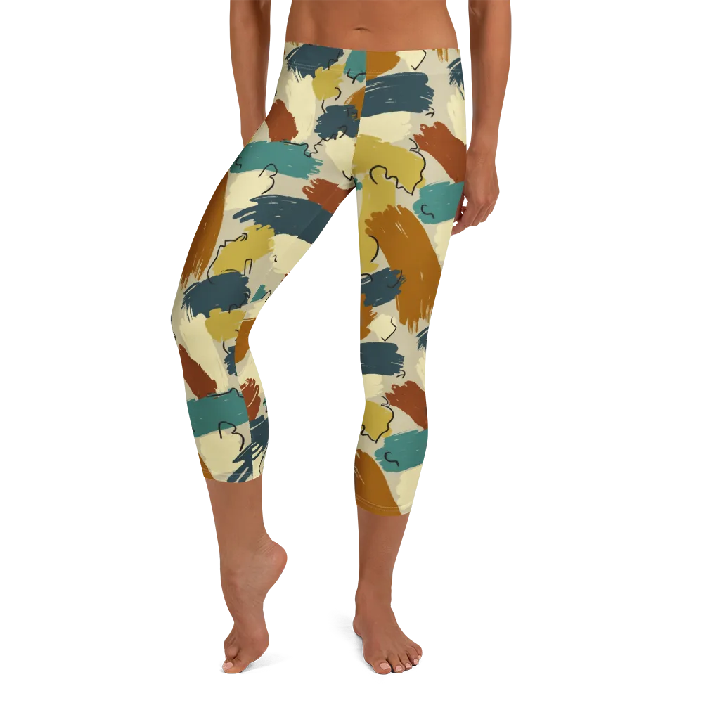 Ochre Gesture on Capri Leggings — Front