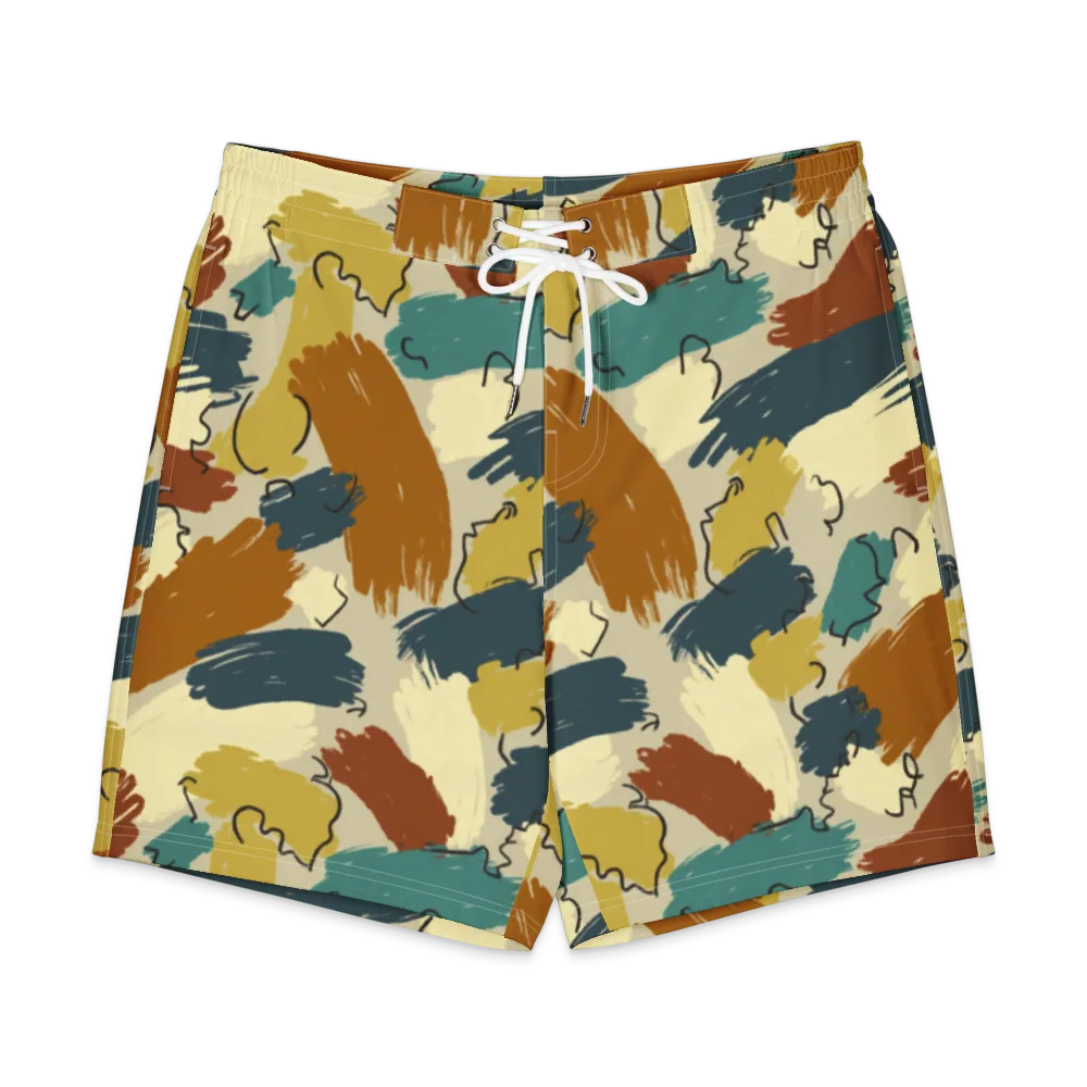 Ochre Gesture on Men's Board Shorts — Front