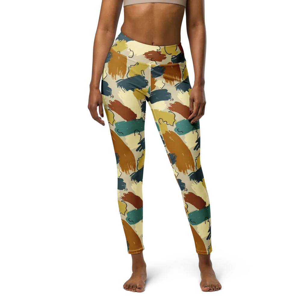 Ochre Gesture on Yoga Leggings — Front