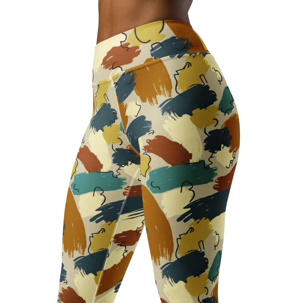 Ochre Gesture on Yoga Leggings — Left Front