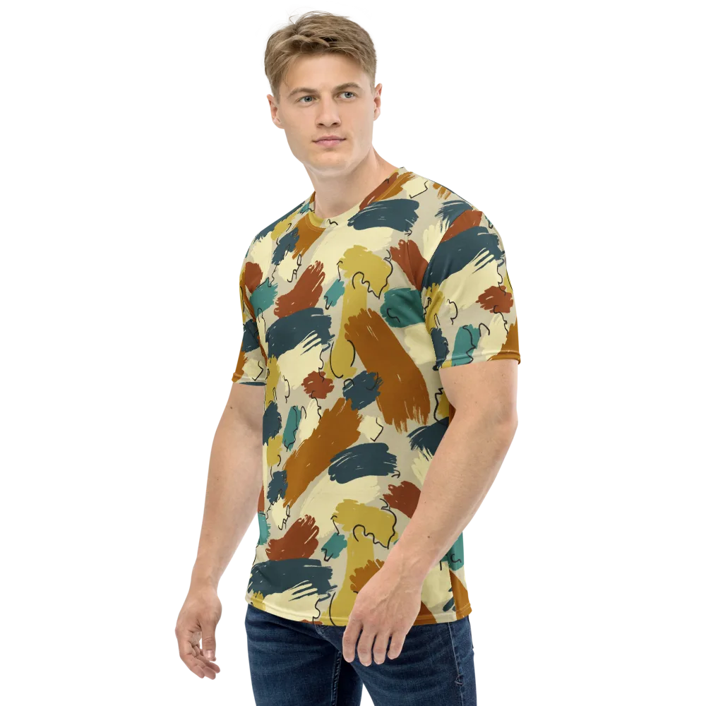 Ochre Gesture on Men's Crew Neck T-Shirt — Left