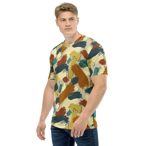 Ochre Gesture on a Men's Crew Neck T-Shirt