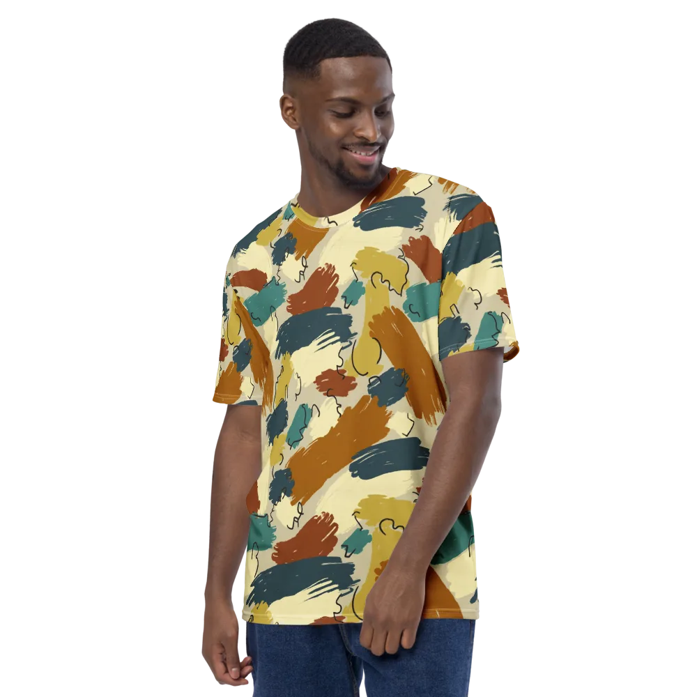 Ochre Gesture on Men's Crew Neck T-Shirt — Left