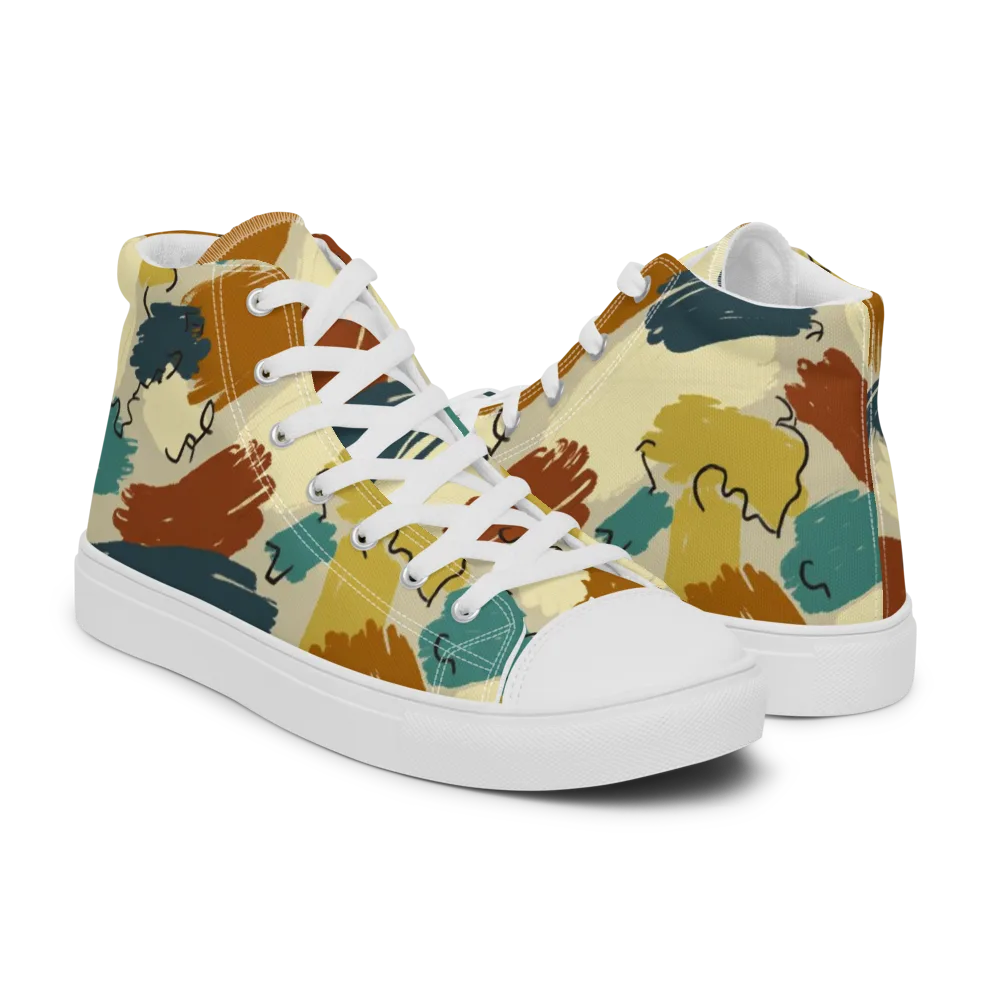 Ochre Gesture on Men's High Top Canvas Shoes — Right