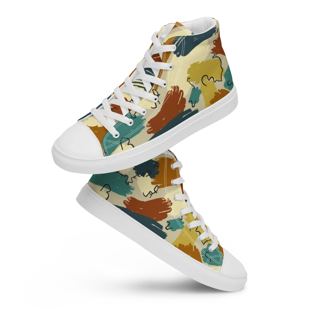 Ochre Gesture on Men's High Top Canvas Shoes — Front