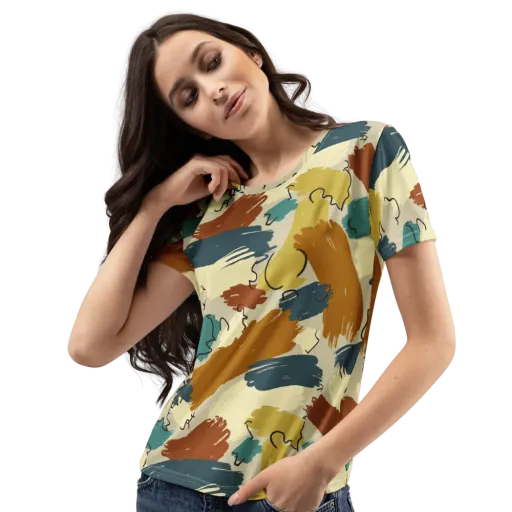 Ochre Gesture on a Women's Crew Neck T-Shirt
