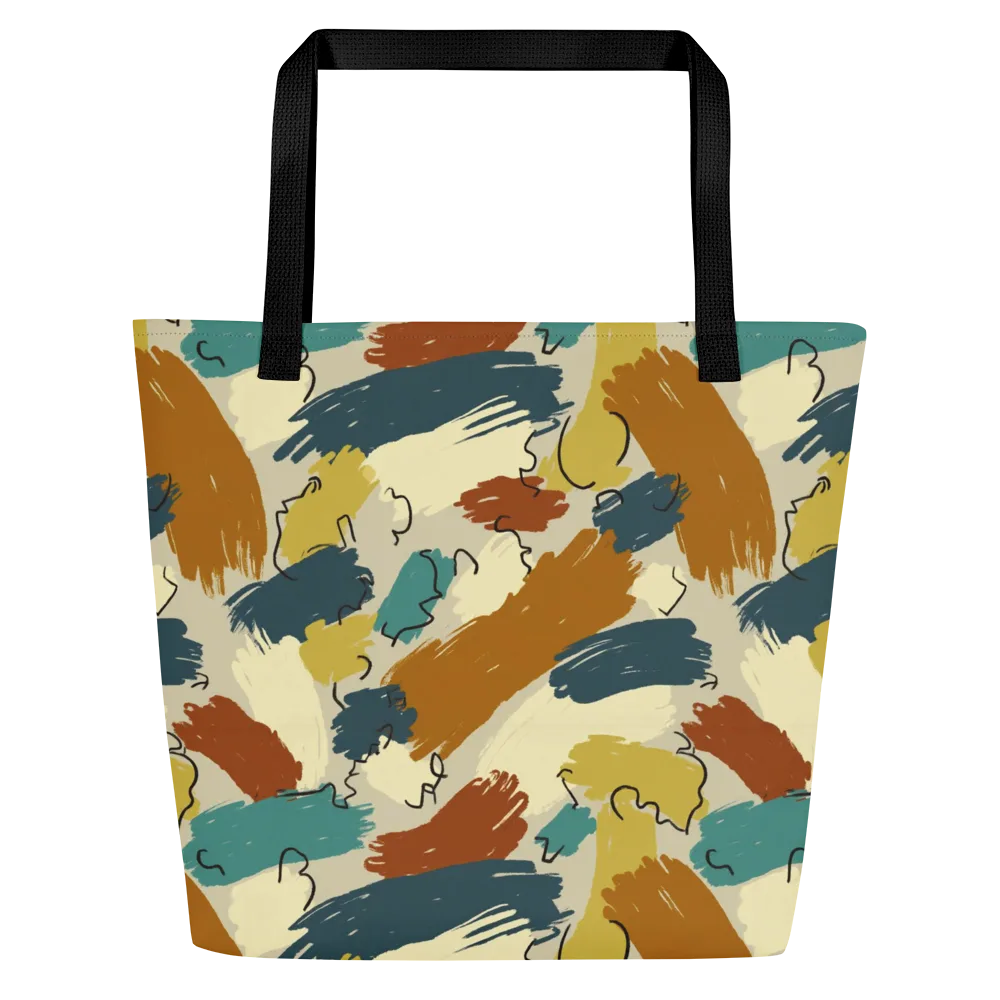 Ochre Gesture on Large Tote Bag W/ Pocket — Front