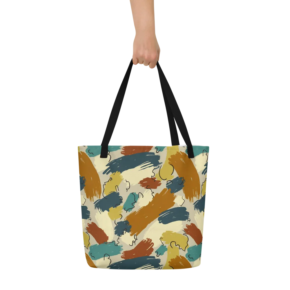 Ochre Gesture on Large Tote Bag W/ Pocket — Front