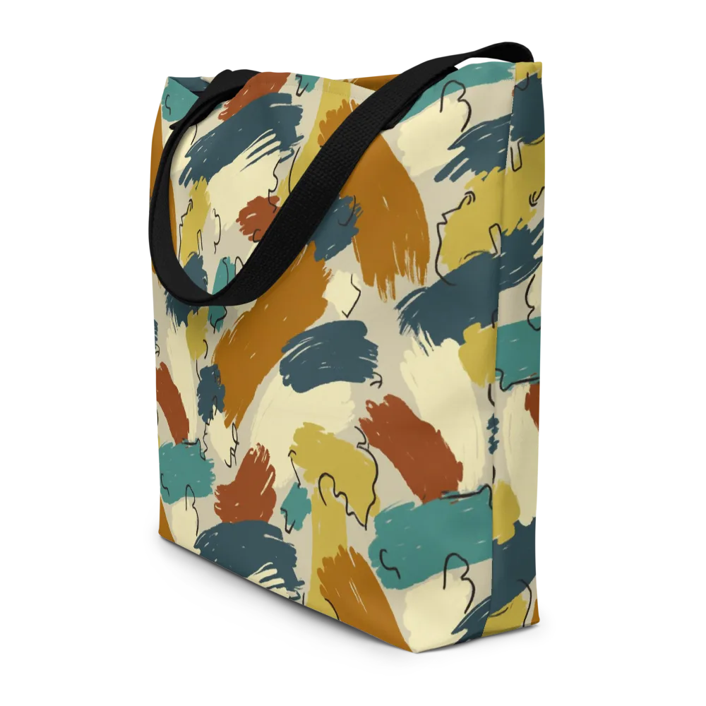 Ochre Gesture on Large Tote Bag W/ Pocket — Front