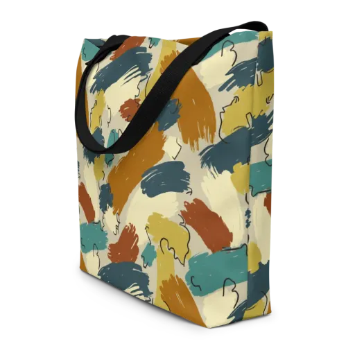 Ochre Gesture on a Large Tote Bag W/ Pocket
