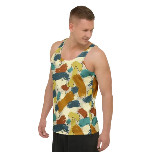 Ochre Gesture on a Men's Tank Top