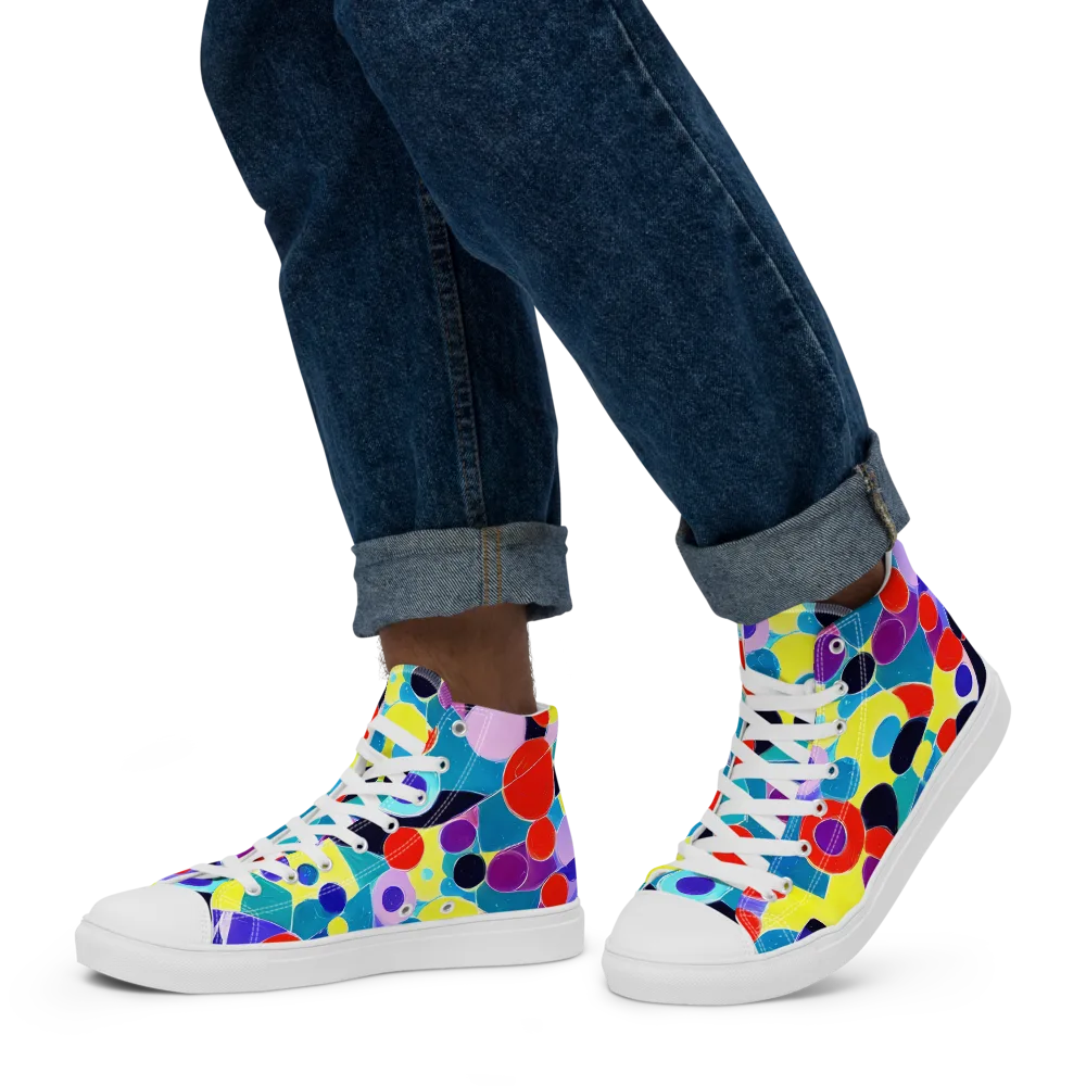 Prism Playground on Men's High Top Canvas Shoes — Left