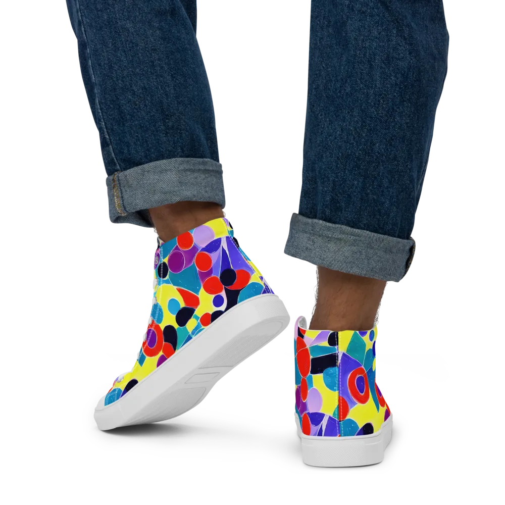 Prism Playground on Men's High Top Canvas Shoes — Back