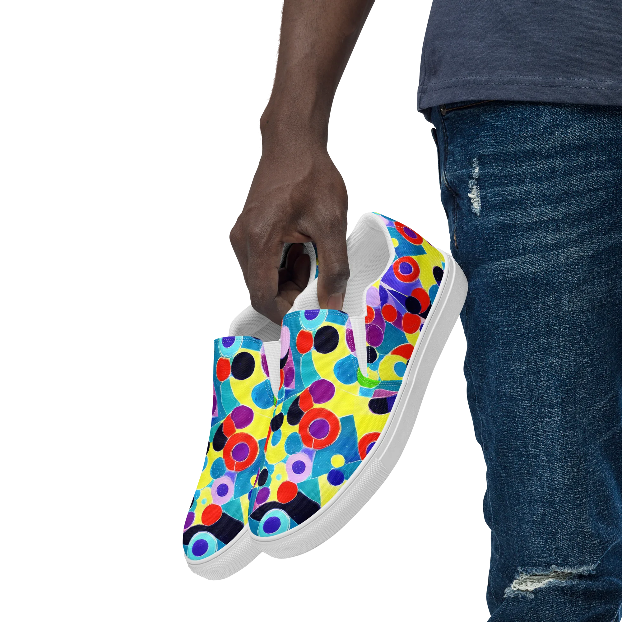 Prism Playground on Men's Slip-On Canvas Shoes — Left Front