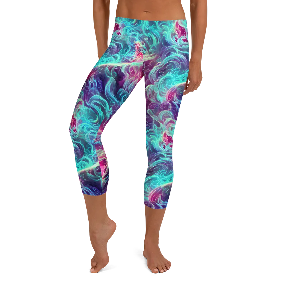 Galactic Bloom on Capri Leggings — Front